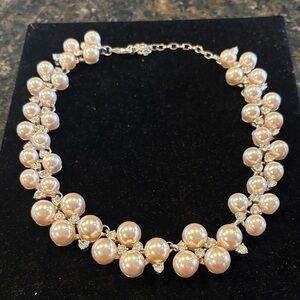 Anne Klein Pearl Necklace with Silver Details